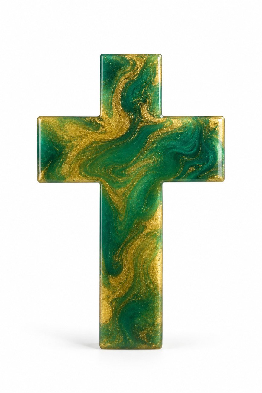 Emerald Gild handmade resin cross
