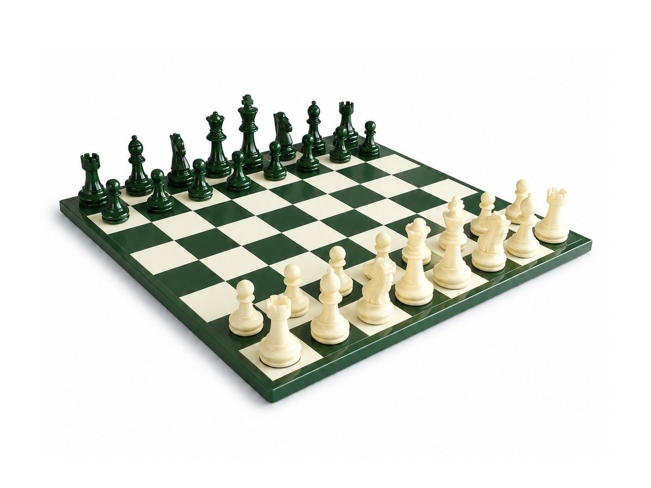 Emerald and ivory handmade resin chess set