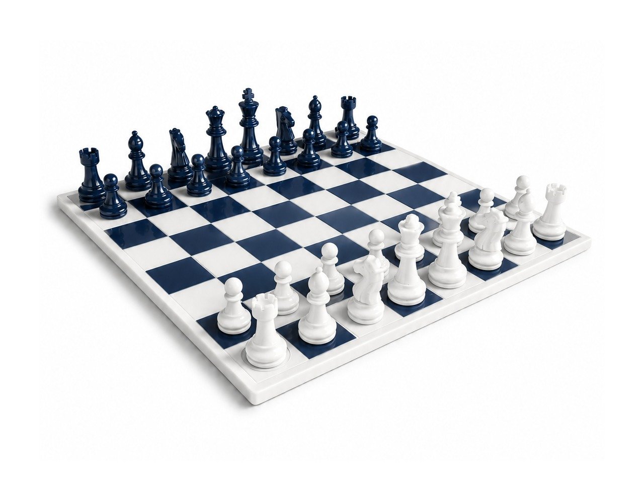 Navy and white resin chess set